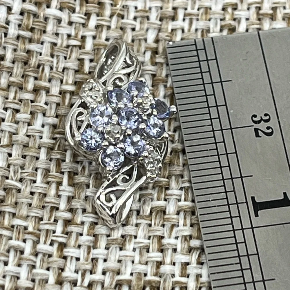 10K White Gold Tanzanite ๐ Diamond Accent Pendant - Vintage Estate, 1990s - Picture 12 of 15